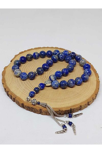 Yasamtohumu Mărgele de rugăciune din piatră de lapis de 12 mm - 33 bucăți (53014)