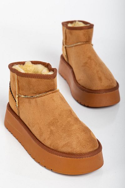 brawerlife Flexia Women's Mini Suede Uggi - Soft and Thick Sole Ankle Boots with Fur Inside