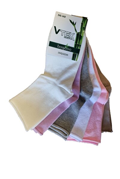 vtex socks Pachet de 6 fără cusături șosete de bambus pentru femei, fără elas...