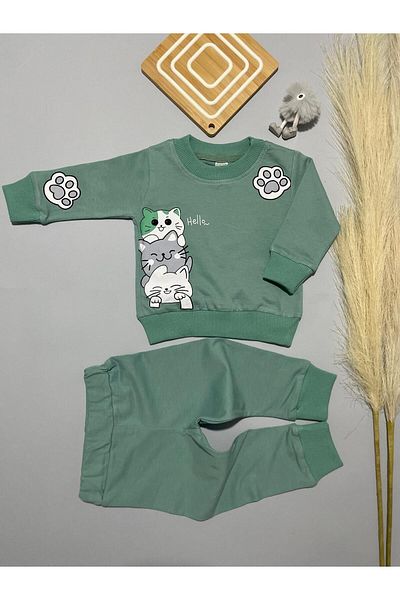 MGO KİDS Baby Boy Cat Printed 100% Cotton Combed 2 String 2 Pack, Set