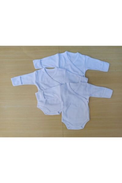 özdemirli bebe لون أبيض - بادي مزدوج الصدر مع قفازات وأكمام طويلة وأزرار كبس ...