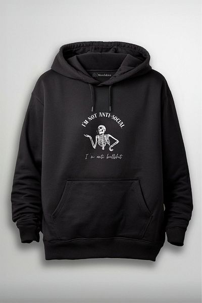 SM Satranç Medya Unisex Hoodie - Μπροστινό τύπωμα, Im Not Anti Social