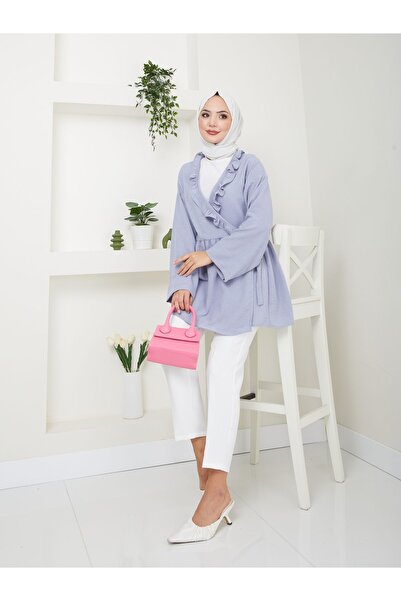 VOLT CLOTHİNG Női hidzsáb tunika nyakkendővel és fodrokkal