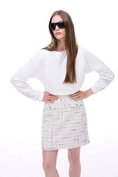 Perspective Stylish Slim Fit Ecru Short Length Skirt