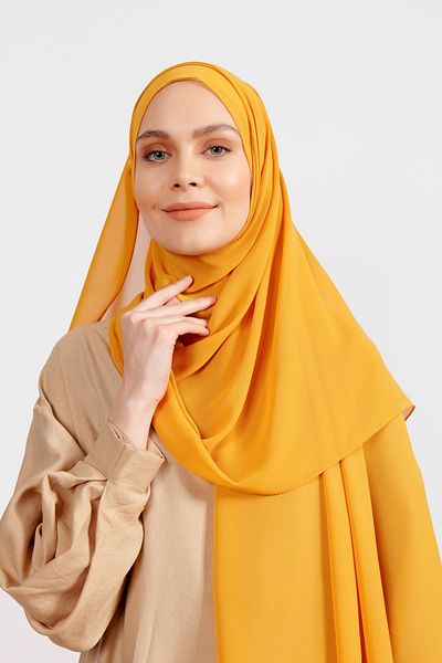 Differenza Vibrant Mustard Crepe Chiffon Shawl