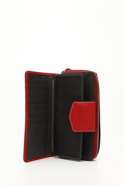 GÖNDERİ(R) Women/Girls Red to Anthracite Genuine Leather Wallet