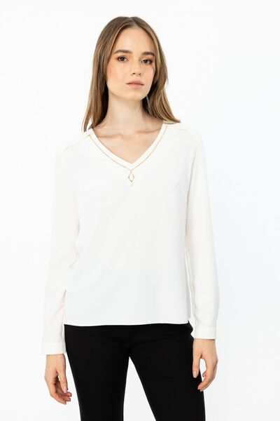 Ekol Блуза з V-подібним вирізом і ланцюжком 2013-24K
