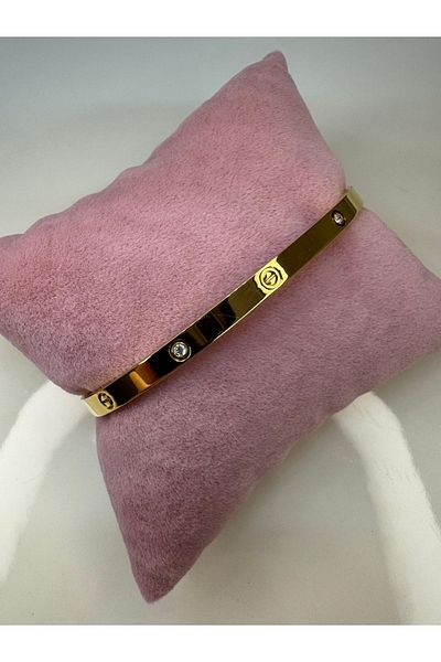 CT STONES Stone Detailed Model Handcuff Bracelet