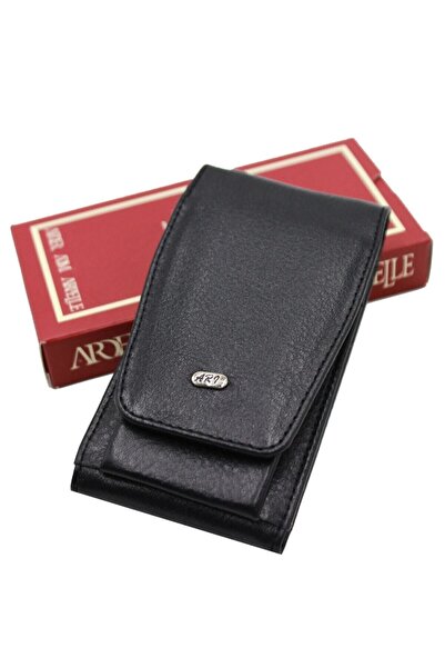 UCCELLO حامل سجائر أسود من الجلد الطبيعي