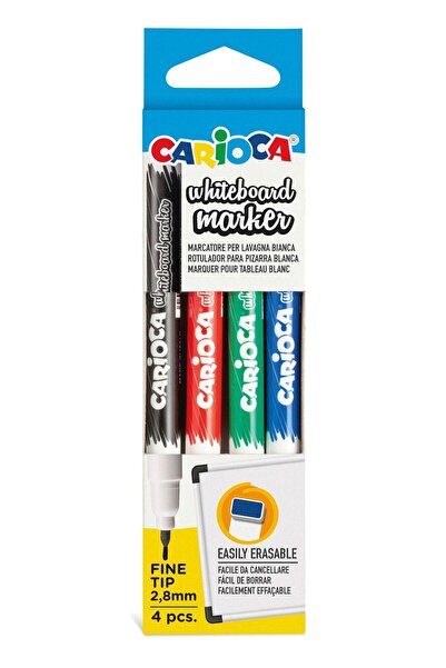 CARIOCA Beyaz Tahta Kalemi 4 Renk 2.8mm 43231 (KOLAY SİLİNEBİLİR)