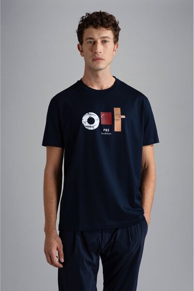 PAUL&SHARK MEN'S KNITTED T-SHIRT C.WCOTTON