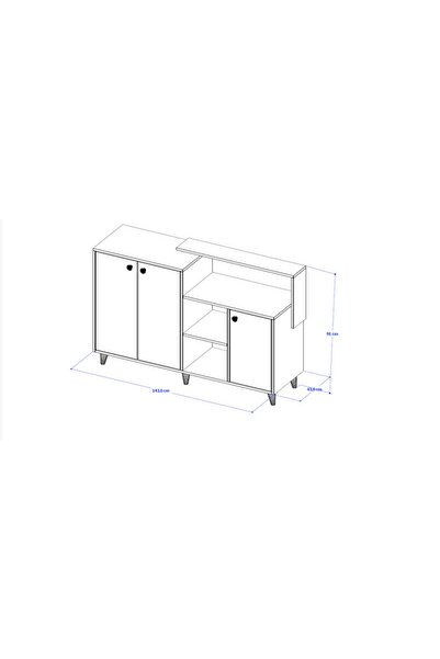 ANZERA Siena Şifonyer / Konsol - Atlantik Çam - Çam Rengi - 4 Kapaklı