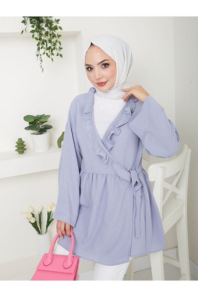 VOLT CLOTHİNG Hijab-Tunika für Damen mit Kragen und Rüschen