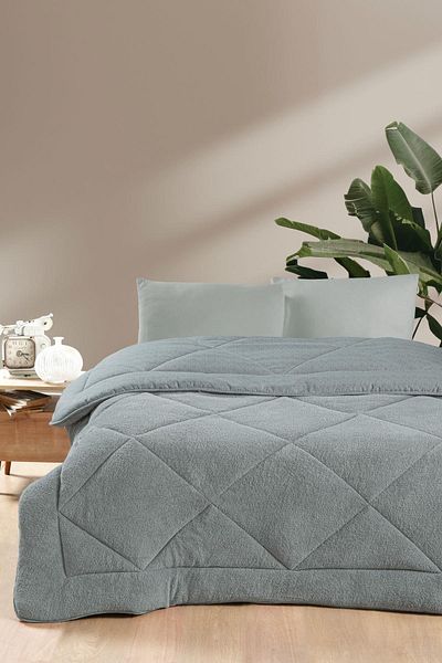 Kardelen Double Gray Wellsoft Quilt Double Sided 195 X 215