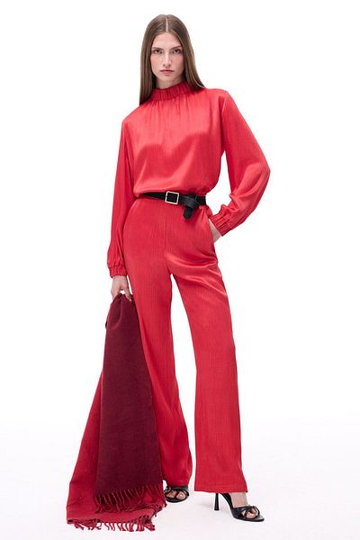 Perspective Γυναικείο παντελόνι Mudita Red Wide Leg - Standard μήκος