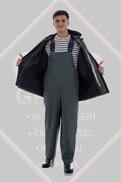 MODA Balıkçı Dikişsiz Pvc Fermuarlı Su Geçirmez Gırgırcı Takım Yağmurluk