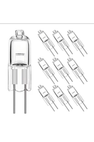 Genel Markalar 12v 20w 10'Lu Paket G4 Duylu Şeffaf Cam Kapsül Ampul Sarı Işık (DİKKAT! TRAFO ILE ÇALIŞIR)