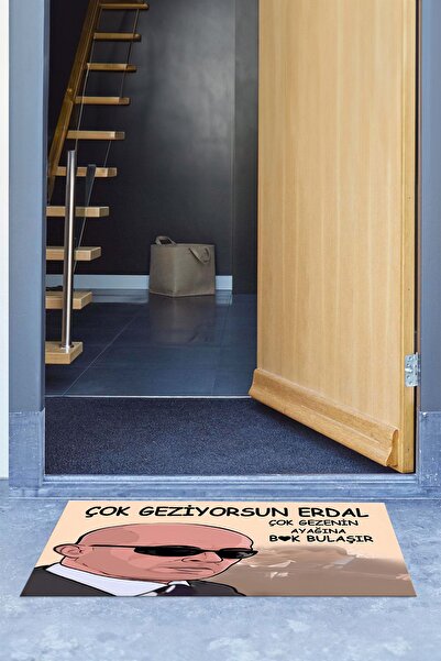 Napoli Home Espirili Baskılı Kaymaz Taban Silinebilir Kapı Önü Paspası (40x60cm)