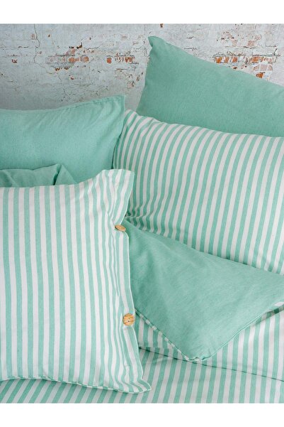 KetraHome |   Maljuna Bohemo |   Zelený pruhovaný dvojitý povlak na přikrývku (bez povlečení)