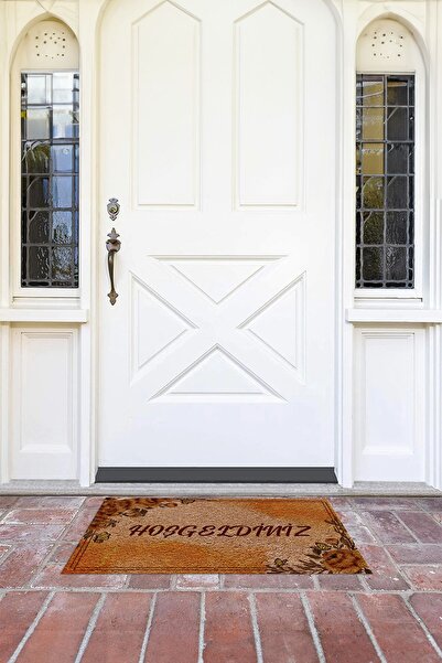 Napoli Home Hoşgeldiniz Yazılı Baskılı Kaymaz Taban Silinebilir Kapı Önü Paspası (40x60cm)