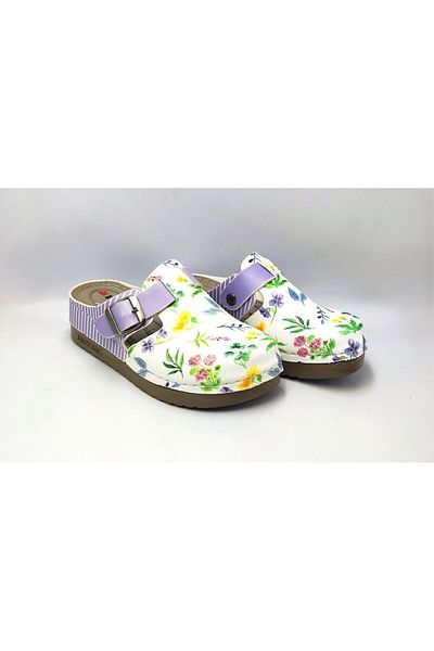 DR KLOMPA Purple Line Printed Women's Sabo Slippers