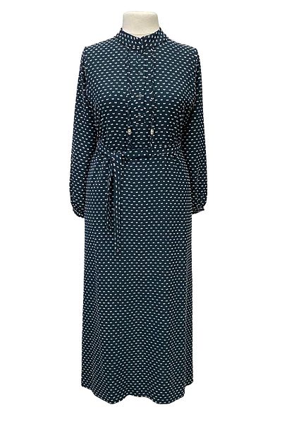 Giyinen Mağazaları Petrol Blue Asu Judge Collar - Φόρεμα με διπλή τσέπη με μοτίβο πουπουλένιο