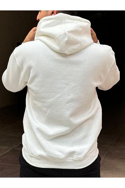 DEEPSENCE Ασπρόμαυρο Unisex Oversize Hooded Swetshirt - Ύφασμα με 3 κλωστές