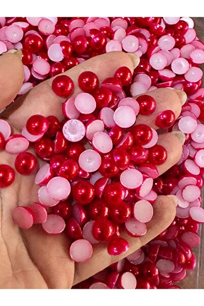 Gönülden Tasarım 100 броя лепящи мъниста - 1 см червени перлени мъниста