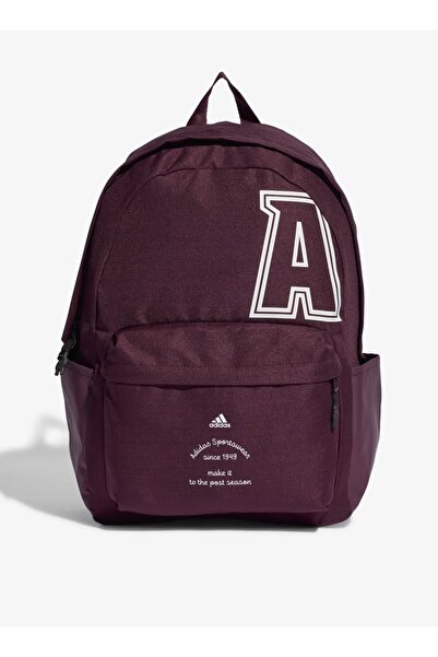 adidas حقيبة ظهر مطبوعة بشعار مع أحزمة كتف قابلة للتعديل وسحاب للإغلاق - العر...