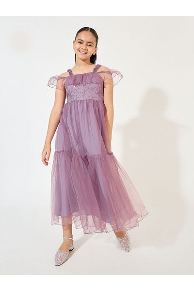Styli Mesh Insert Sequined Dress