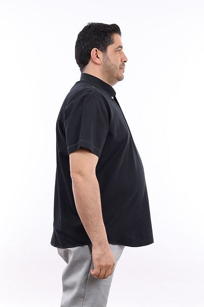TOUSUS Ανδρικό μπλουζάκι με μισό πατίνι μαύρο τζιν βαμβακερό πέτο με τσέπες με κοντό μανίκι KK-8030-TSS