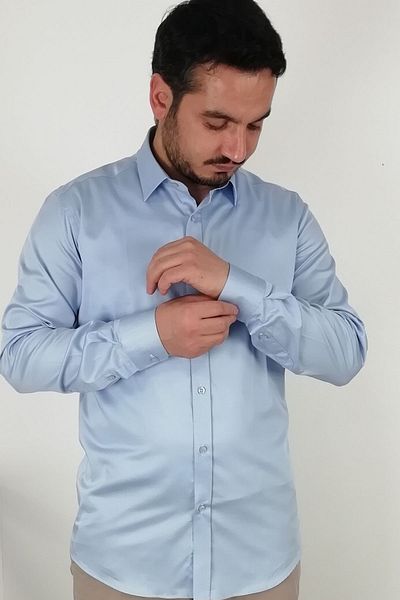 TOUSUS Мъжка риза Slim Fit светлосиня Slm-5076-tss