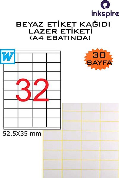 inkspire Etichetă A4 pentru școală cu laser - 30 de hârtie, 960 de pixuri cu nume, autocolant pentru caiet, etichetă pentru borcan de condimente