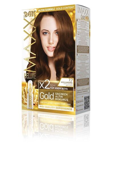MAXX DELUXE Golden Serıes 24k Altın Içerikli Tüp Boya Ve Saç Bakım Serumlu (2...
