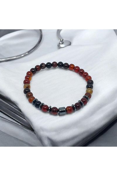 Tasarım 8mm Sphere Cut Natural Stone Bracelet - Agate