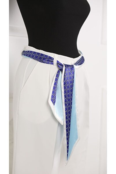 ElevaGlam Eșarfă cu curea cu model albastru alb