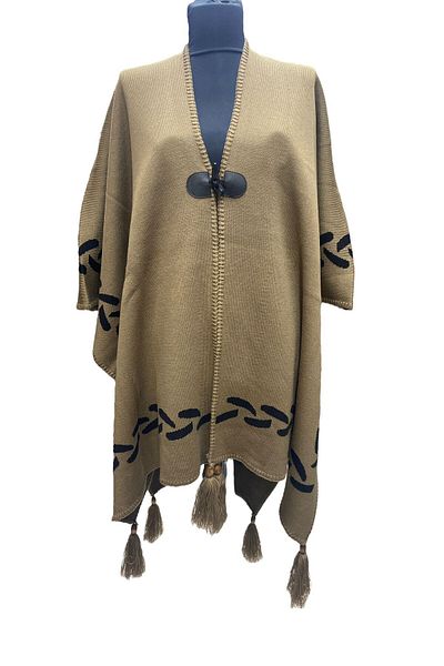mim eşarp Akmoda - Χοντρό χειμωνιάτικο πλεκτό μακρύ πόντσο