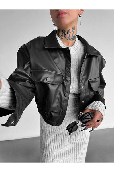 İLKCET MODA Изрязано дамско яке с джоб