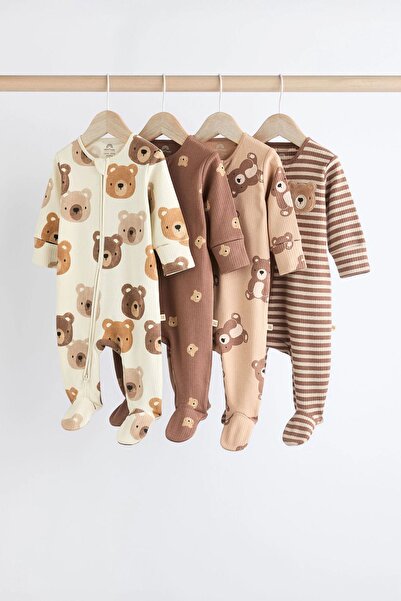 Next Baby Tan Color Bear Patterned 4-Piece Sleeping Bag Set - 100% Organic Co...