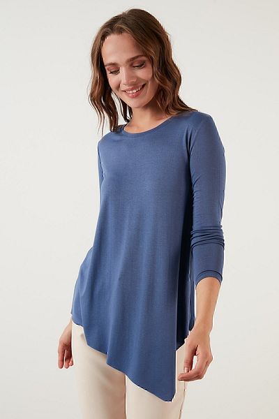 Lela Asymmetrical Cut Crew Neck Blouse Women's Blouse 5863545