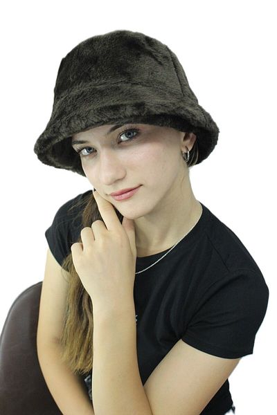 derikem Women's Winter PlushBucket- Faux Fur FishermanBucketHat