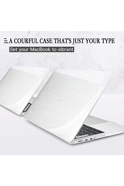 TEKNETSTORE Macbook Air 13.3 (M1 ÇİP) A1932 A2179 A2337 Uyumlu Simli Şeffaf Koruyucu Kılıf Crystal Star