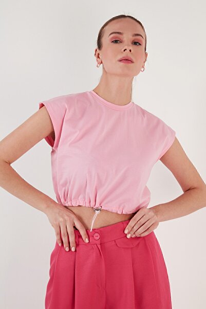 Lela Μπλουζάκι με λαιμόκοψη 100% βαμβακερό Crop T SHIRT 5865587