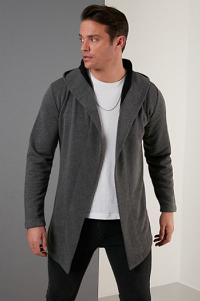 Buratti Slim Fit Cotton Hooded Knitted Cardigan Men's Cardigan 5896587