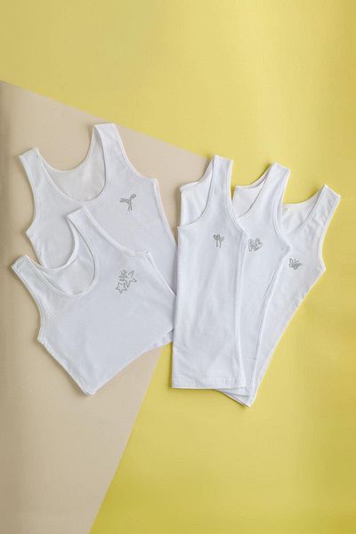 Katia&Bony Bi̇yo Ki̇ds White Basic Suspender Undershirt for Girls
