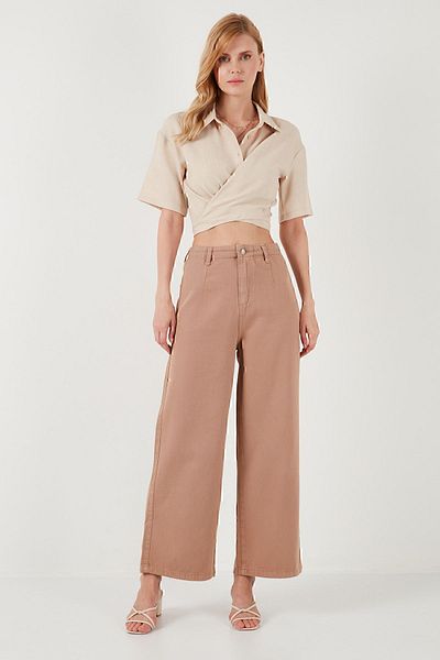Lela Βαμβακερό παντελόνι Relaxed Fit Wide Leg - PANT 668YP5237