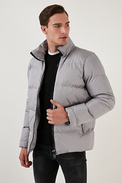 Buratti High Collar Zippered Water and Wind Resistant Slim Fit Puffer Coat Me...