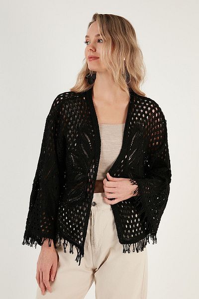 Lela Tasseled Openwork Knitwear Cardigan CARDIGAN 6071569