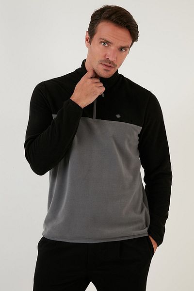 Buratti Regular Fit Zippered Stand Collar Winter Fleece Men's Fleece 5906016