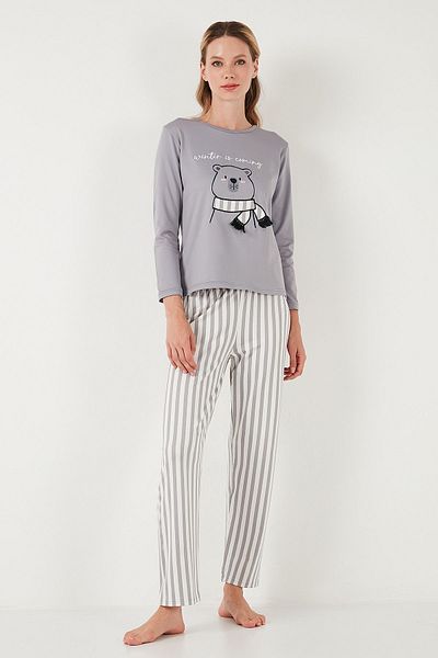Lela Patterned Crew Neck Regular Fit Pajama Set - 65719102